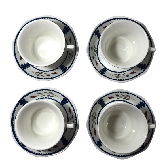 ADAMS Ironstone Lancaster Set of 4 Teacups & Saucers Made in England - Picture 2 of 12